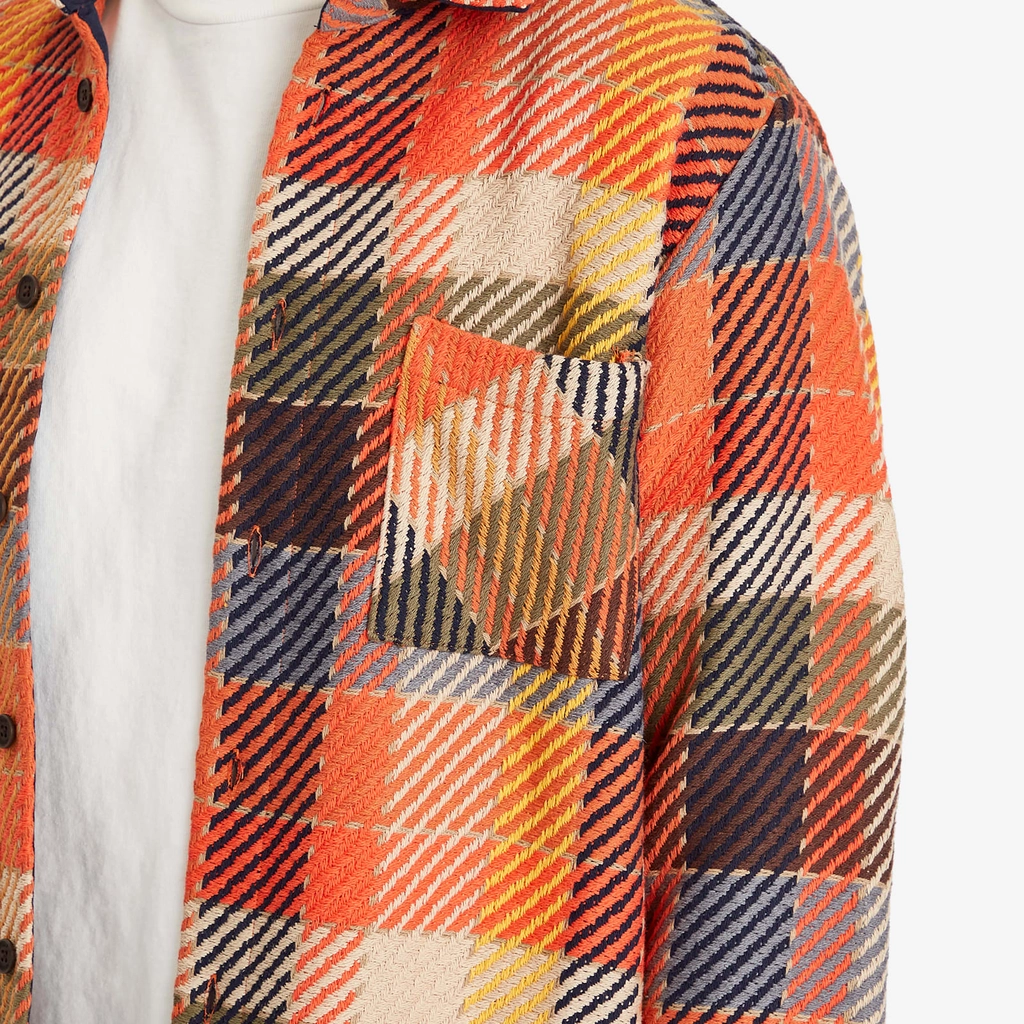 Wax London Men's Whiting Pike Check Overshirt Orange Multi